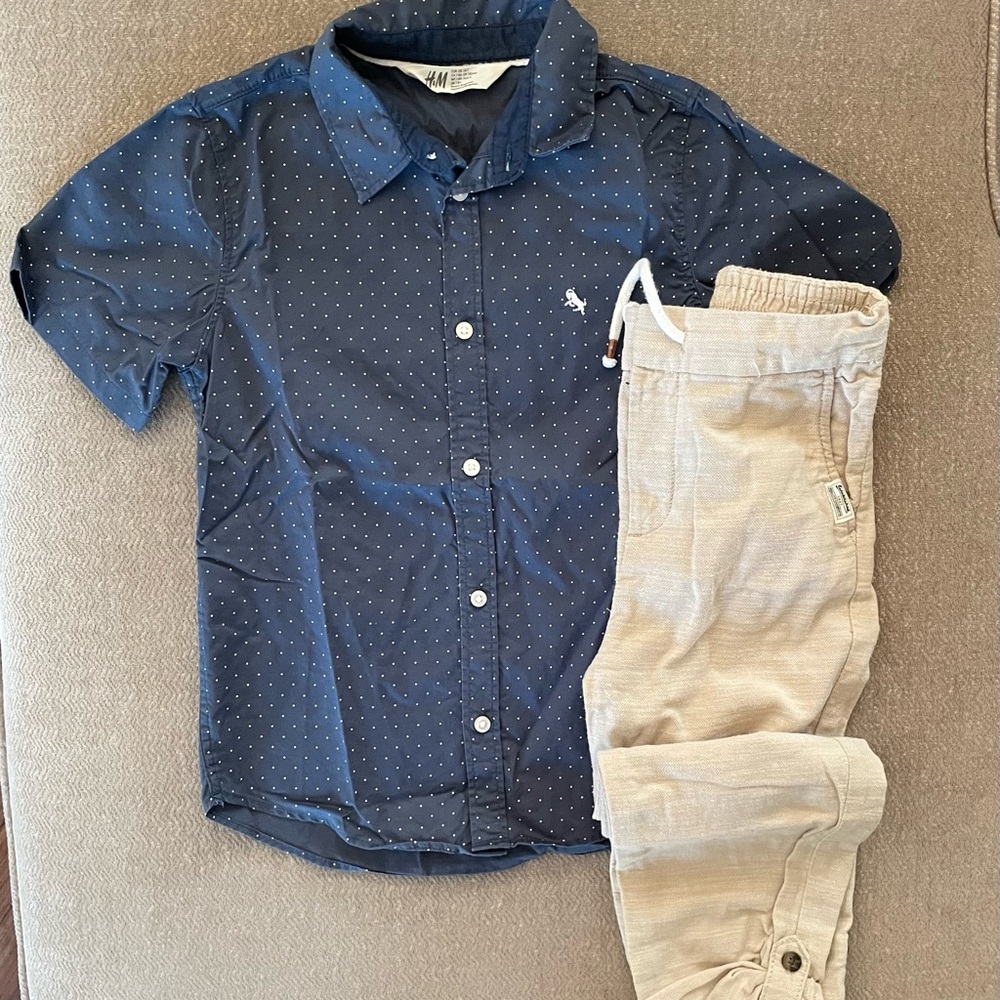 H&M BOYS DRESS SHIRT & ROLL UP PANTS